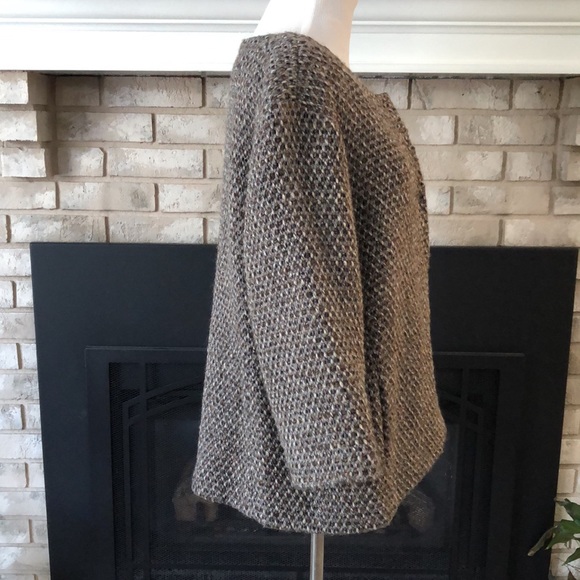 Eileen Fisher Brown Tan Tweed Italian Fabric 4-Button Swing Jacket size Large - Picture 9 of 14